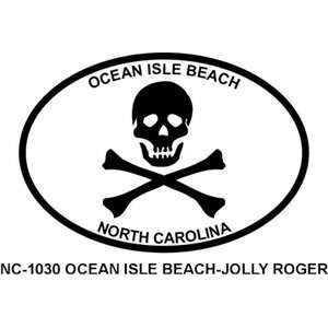  OCEAN ISLE BEACH   JOLLY ROGER Oval Bumper Sticker 