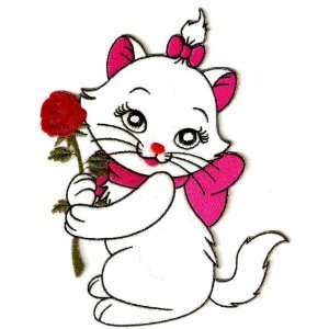  8 Marie kitten in Aristocats white cat holding a red rose 