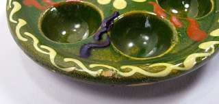   Majolica Slipware Folk Art Pottery Escargot Dish from Alsace  