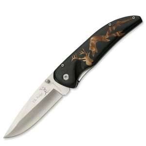  MC Folder Knife Black Handle With Burl Wood Elk Mountain 