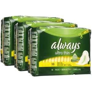  Always Ultra Thin Regular Pads with Wings Unscented 18 ct 