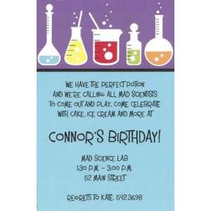 Science Party, Custom Personalized Neutral Birthday Invitation, by 