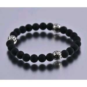   with Oxidation Tri Astro Inset with 8mm Matte Black Onyx Bead Bracelet
