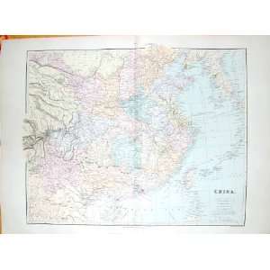  STANFORD MAP 1904 CHINA HONG KONG YELLOW SEA TIBET