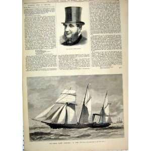   1880 Portrait Joseph Dawson Steam Yacht Pandora Sail