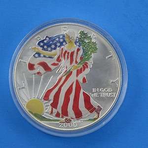 2000 American Silver Eagle Walking Liberty Coin Colorized on two sides 
