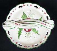 RCCL Portugal Basket Dish Hand Painted Holly Christmas  
