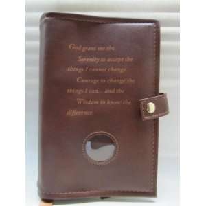   Book & 12 Steps & 12 Traditions Book Cover Medallion Holder Brown