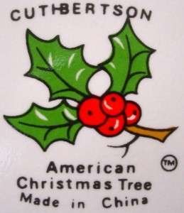 CUTHBERTSON china AMERICAN CHRISTMAS TREE Red Trim Round Serving Bowl 