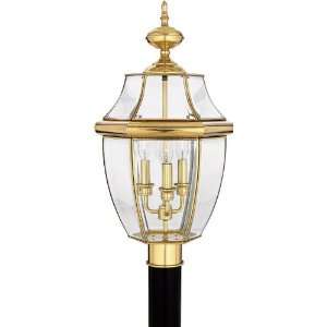   Newbury 3 Light Outdoor Post Lantern, Polished Brass: Home Improvement