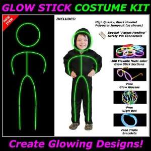  Glow Stick Costume Kit, Boys Small, Green & Multicolor 