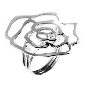  Sterling Silver Art Deco Filigree Rose Ring Jewelry