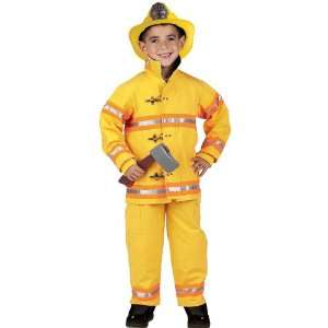  Fire Fighter Costume With Helmet Child 4/6 Small   Yellow 