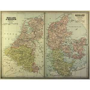  Cram map of Holland,Belgium and Denmark (1883) Office 