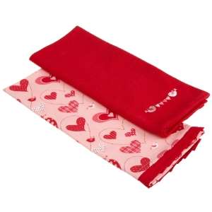  DII Valentine Hearts Print and Embroidered Dish Towel, Set 