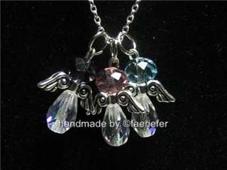  Family birthstone angels necklace gift for Nan/Gran/grandmother  