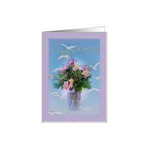   97th Birthday Card with Flowers, Gulls, and Terns Card Toys & Games