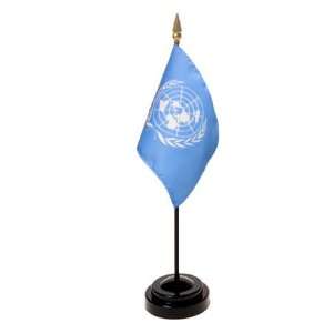  United Nations Flag Set 4X6 Inch Mounted Patio, Lawn 