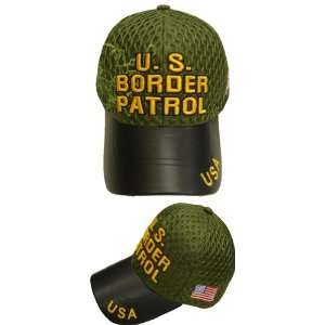 Border Patrol Baseball Cap with Leather Bill, 1 Black and 1 Black 