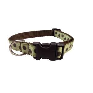 Small Moss Polka Dot Dog Collar: 5/8 wide, Adjusts 10 14.:  