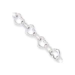  Sterling Silver Heart Link Bracelet: Jewelry