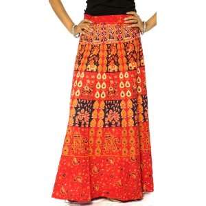   Skirt with Printed Elephants and Camels   Pure Cotton 