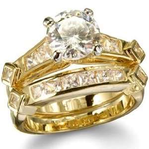 Audrinas Gold Plated Cubic Zirconia Wedding Ring Set   10 