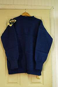   Traditional Guernsey Sweater British Wool Corvette Blue Unisex