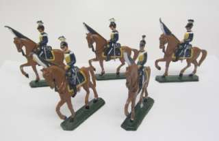 Lead Soldier FLAT Mounted toy Soldier vintage LOT 5 Blue/Yellow 