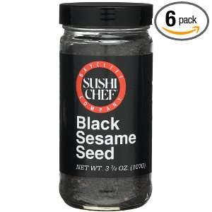 Sushi Chef Black Sesame Seed, 3.75 Ounce Glass Jars (Pack of 6)