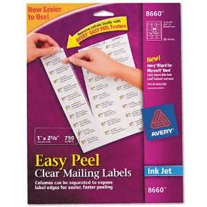  Avery Products   Avery   Easy Peel Inkjet Mailing Labels, 1 x 2 5/8 