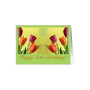  Happy 80th Birthday Tulips Card Toys & Games
