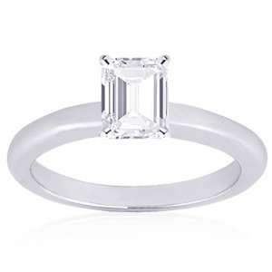  0.45 Ct Emerald Cut Solitaire Diamond Engagement Ring SI 