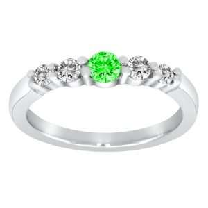   Round Diamond & Emerald Promise Ring (1/2 cttw, H I, SI)   Size 6
