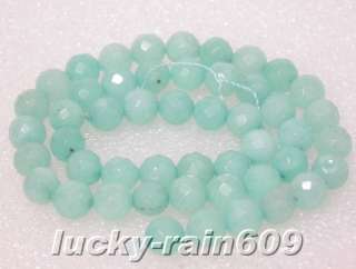 8mm Faceted Aquamarine precious gemstone beads  
