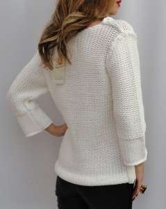   Birger White Cotton Knit Sweater Jumper Top UK10 12 M 50% OFF  