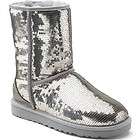   Classic Short Sequin SILVER Sparkles Boots Size 8/Euro 39/UK 6.5