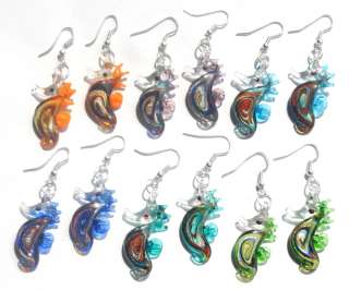 wholesale Lots 144Pairs 24styles Lampwork Glass Bead Earrings Ear hook 