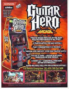 KONAMI GUITAR HERO ARCADE VIDEO ARCADE GAME FLYER NOS  