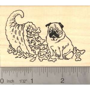   Pug Dog Thanksgiving Cornucopia Rubber Stamp Arts, Crafts & Sewing