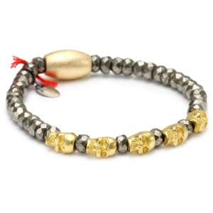    Lead Jewelry Pyrite and Gold Beaded Stretch Bracelet: Jewelry