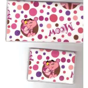   Checkbook Cover Debit Set Pink Panther White Cat Meow 