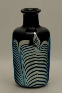 Signed Vintage Correia Studio Art Glass Vase Feathered Iridescent 