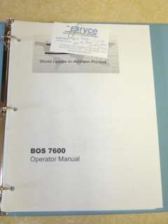 Bryce BOS 7600 Direct Address Printer Operators Manual  