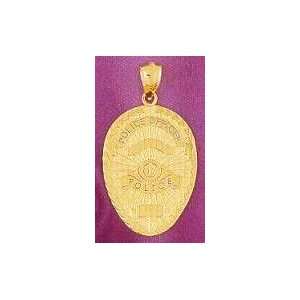  14K Gold Police Badge Charm: Jewelry