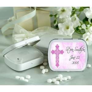 Baby Keepsake: Pink Cross on Canvas Background Design Personalized 