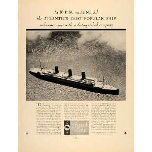   Cruise Ship Ile de France Pier 57   Original Print Ad
