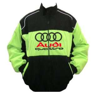  Audi Quattro Racing Jacket Black and Light Green: Sports 