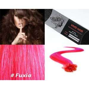   Human Hair Extensions 22 Inches Fuxia (Fuchsia) Pink Color: Beauty