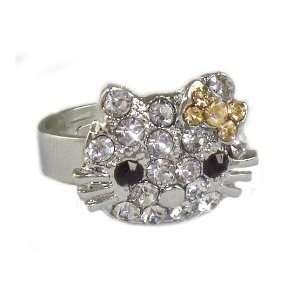  Hello Kitty Ring with Topaz/gold Crystal Bow   Adjustable 